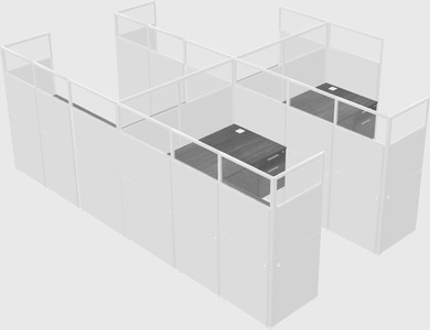 Shared l-shaped cubicle