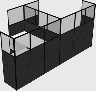 Shared l-shaped cubicle