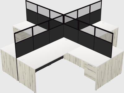 Shared l-shaped cubicles