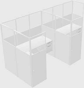 Shared l-shaped cubicle