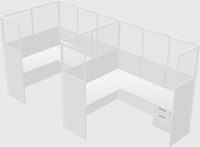 Shared l-shaped cubicle