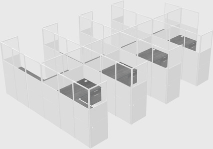 Shared l-shaped cubicle