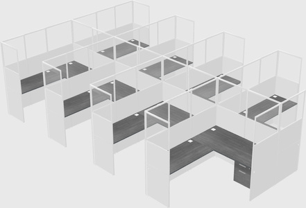 Shared l-shaped cubicle
