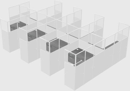 Shared l-shaped cubicle