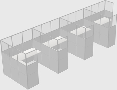 Shared l-shaped cubicle