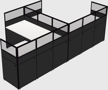 Shared l-shaped cubicle