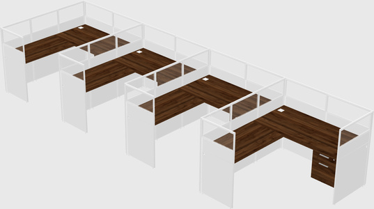 Shared l-shaped cubicle
