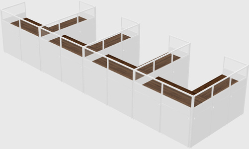 Shared l-shaped cubicle