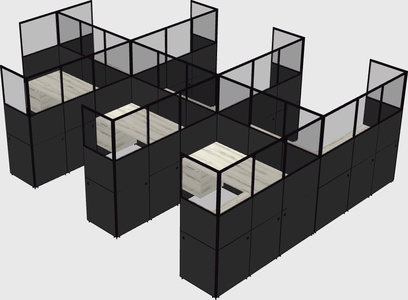 Shared l-shaped cubicle