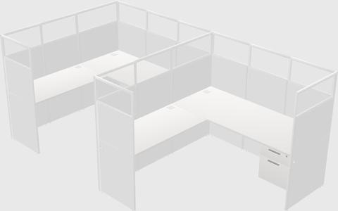 Shared l-shaped cubicle