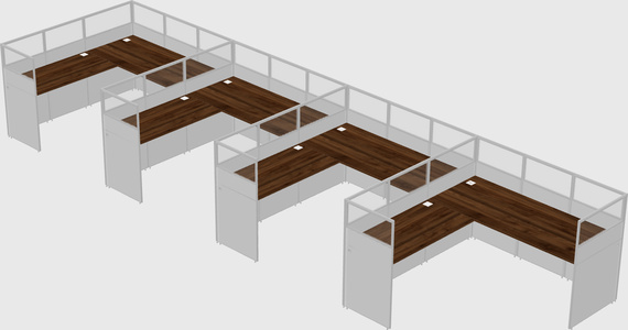 Shared l-shaped cubicle