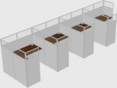 Shared l-shaped cubicle