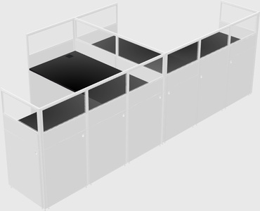 Shared l-shaped cubicle