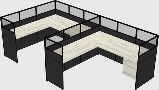 Shared l-shaped cubicle