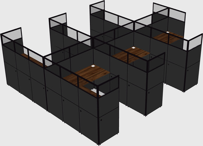Shared l-shaped cubicle