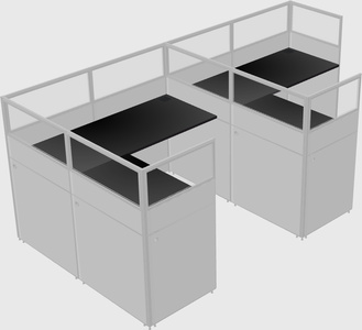 Shared l-shaped cubicle
