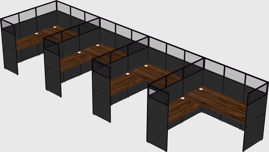 Shared l-shaped cubicle