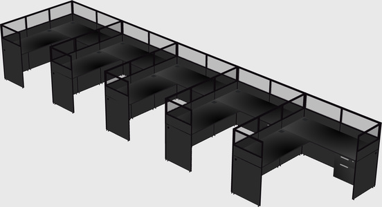 Shared l-shaped cubicle
