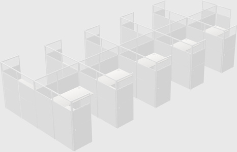 Shared l-shaped cubicle