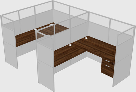 Shared l-shaped cubicle