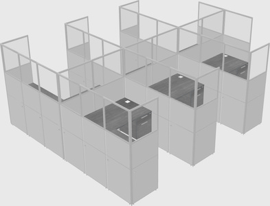 Shared l-shaped cubicle