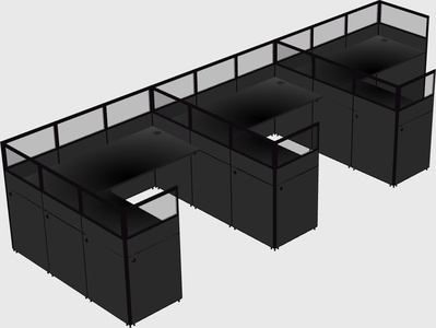 Shared l-shaped cubicle