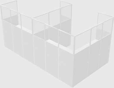 Shared l-shaped cubicle