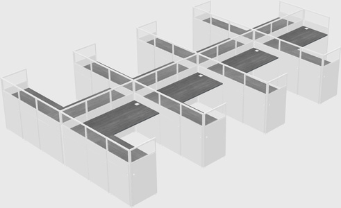 Shared l-shaped cubicle