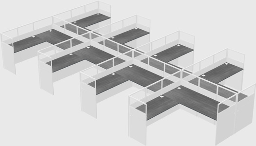 Shared l-shaped cubicle