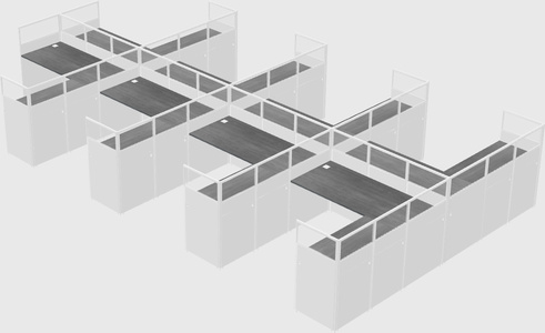 Shared l-shaped cubicle