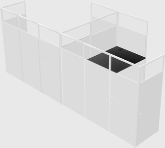Shared l-shaped cubicle