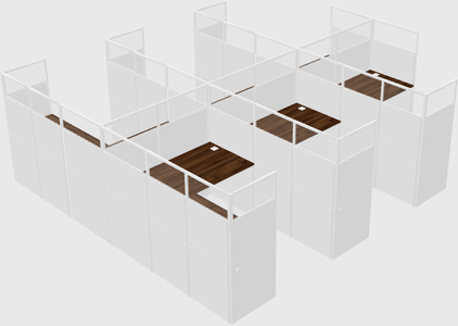 Shared l-shaped cubicle