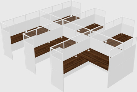 Shared l-shaped cubicle