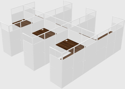 Shared l-shaped cubicle