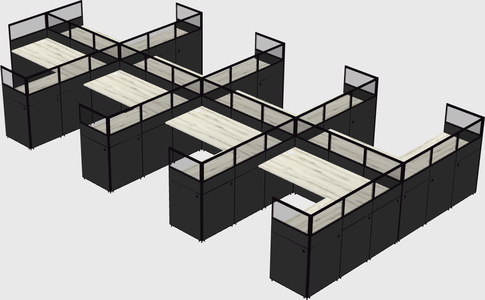 Shared l-shaped cubicle