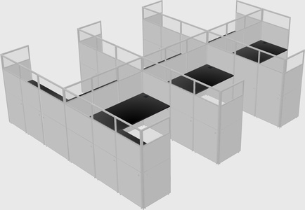 Shared l-shaped cubicle