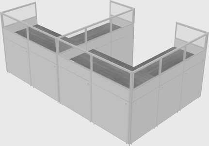 Shared l-shaped cubicle