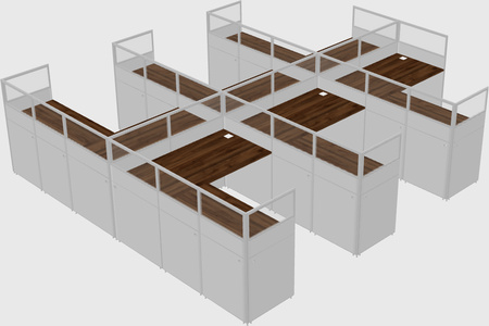 Shared l-shaped cubicle