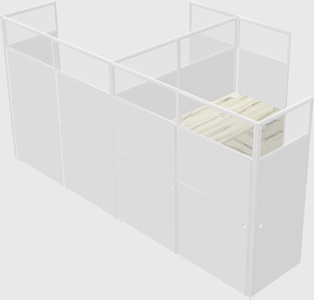 Shared l-shaped cubicle