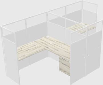 Shared l-shaped cubicle