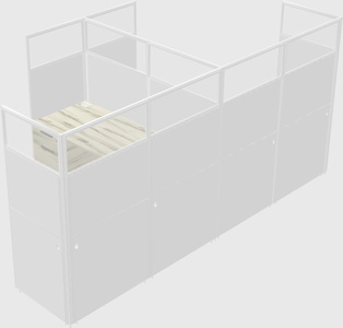 Shared l-shaped cubicle
