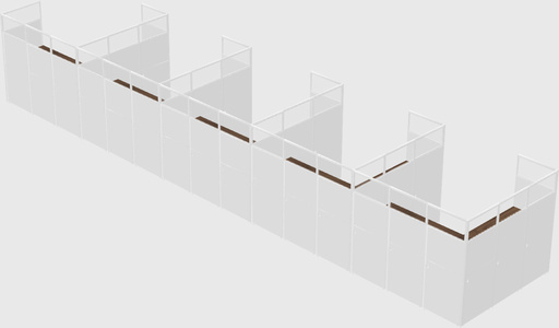 Shared l-shaped cubicle