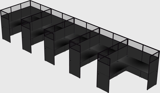 Shared l-shaped cubicle