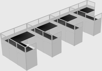 Shared l-shaped cubicle