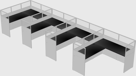Shared l-shaped cubicle