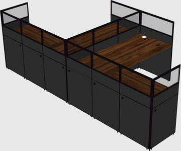 Shared l-shaped cubicle