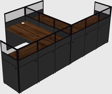 Shared l-shaped cubicle
