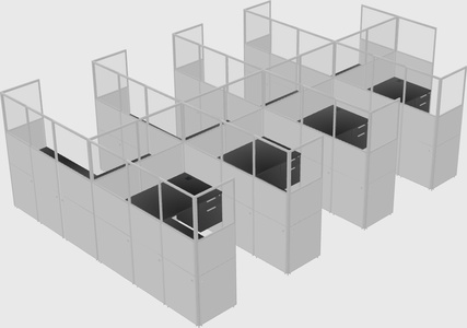 Shared l-shaped cubicle