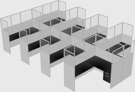Shared l-shaped cubicle