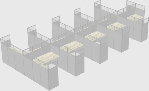 Shared l-shaped cubicle